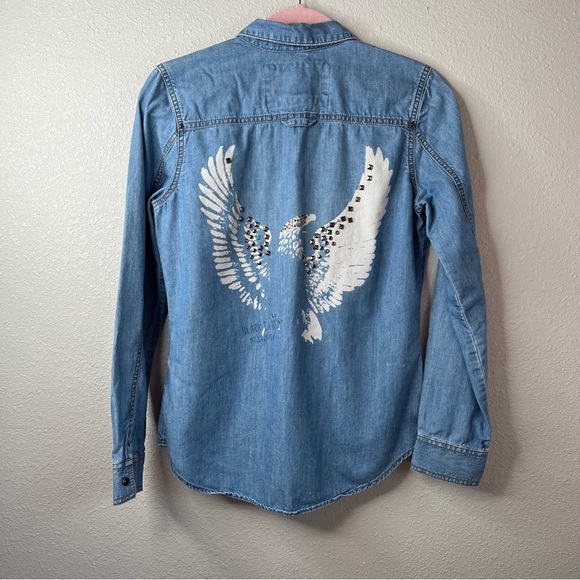 Harley-Davidson Tops - Harley Davidson Black Label Collection Women's S Small Denim Shirt Eagle Studded